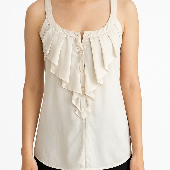 Express Ruffle-Front Button Tank - Picture 1 of 7
